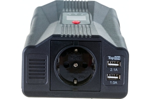 Автомобильный инвертор TopOn 200 Вт, 1 розетка, 2 USB, LCD экран, пиковая мощность 400 Вт, черный TOP-PI201
