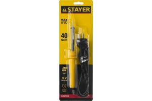 Паяльник Stayer MASTER с пластмассовой рукояткой и долговечным жалом 40 Вт конус