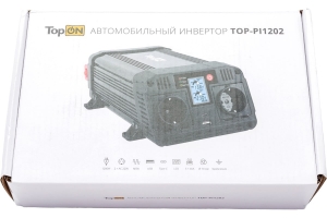 Автомобильный инвертор TopOn 1200 Вт, 2 розетки, Type-C, USB, LCD экран, пиковая мощность 2400 Вт, черный TOP-PI1202