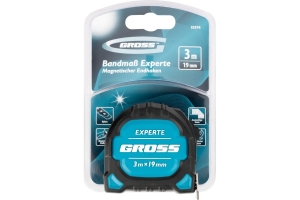 Рулетка GROSS Experte, 3 м x 19 мм, двухкомпонентный корпус, магнит, двухсторонняя разметка, нейлон
